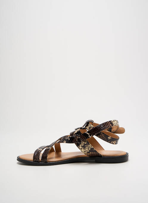 Sandales/nu pieds chiquet talon plat jusqu'à 3cm marron ADIGE femme