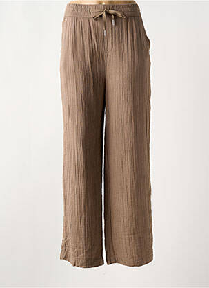 Pantalon droit taille élastique beige STREET ONE femme