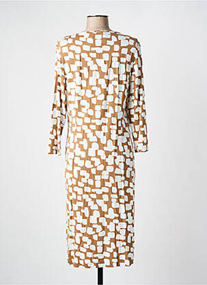 Robe mi-longue imprimé fantaisie manches longues marron FRANK WALDER femme