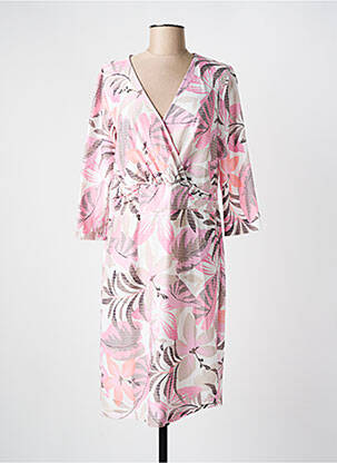 Robe mi-longue manches 3/4 manches 3/4 rose FRANK WALDER femme