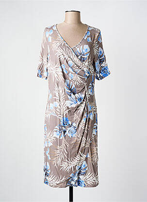 Robe mi-longue manches courtes manches courtes marron FRANK WALDER femme