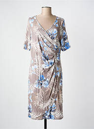Robe mi-longue manches courtes manches courtes marron FRANK WALDER femme