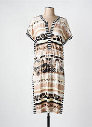 Robe mi-longue imprimé fantaisie manches courtes noir FRANK WALDER femme