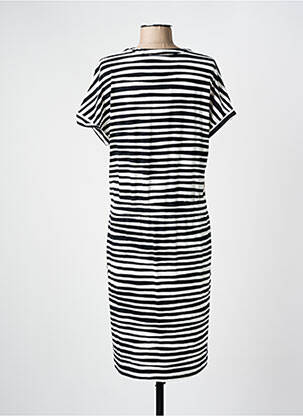Robe mi-longue imprimé fantaisie manches courtes noir FRANK WALDER femme