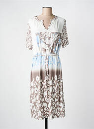 Robe mi-longue manches courtes manches courtes marron FRANK WALDER femme