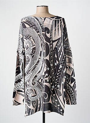Pull tunique stretch manches longues noir KAKIE femme