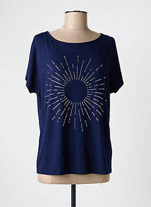 T-shirt coupe droite manches courtes bleu MARBLE femme