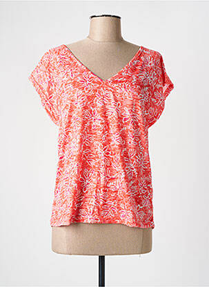 T-shirt col v manches courtes orange ÉTYMOLOGIE femme