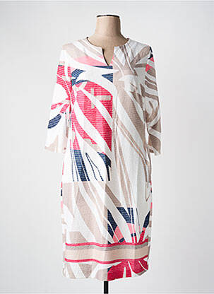 Robe mi-longue manches 3/4 manches 3/4 blanc FRANK WALDER femme