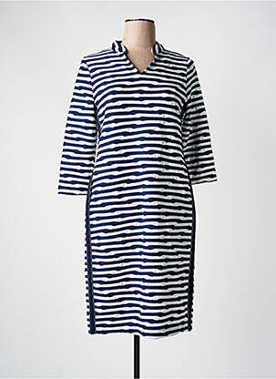 Robe mi-longue manches 3/4 manches 3/4 bleu FRANK WALDER femme