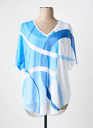 T-shirt imprimé fantaisie manches courtes bleu MARBLE femme