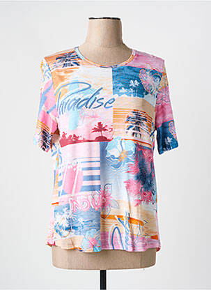T-shirt stretch manches courtes bleu THOMAS RABE femme
