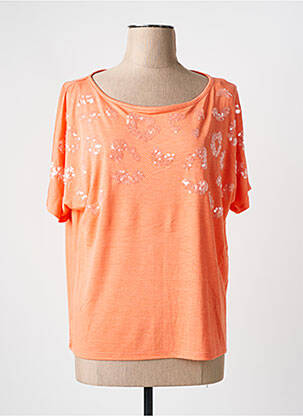 T-shirt stretch manches courtes orange MARBLE femme