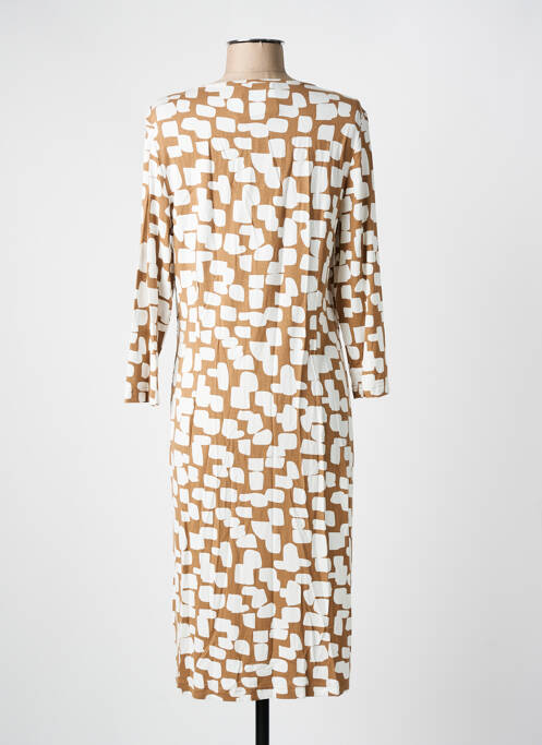 Robe mi-longue imprimé fantaisie manches longues marron FRANK WALDER femme