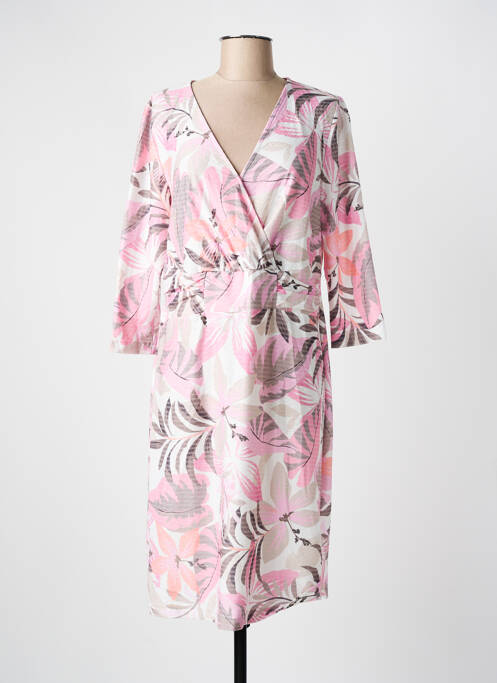 Robe mi-longue manches 3/4 manches 3/4 rose FRANK WALDER femme