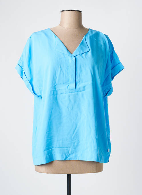 Blouse tissage popeline manches courtes bleu STREET ONE femme