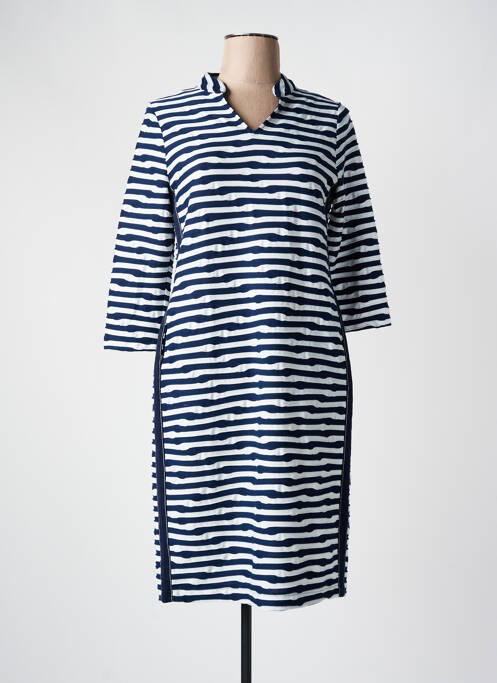 Robe mi-longue manches 3/4 manches 3/4 bleu FRANK WALDER femme