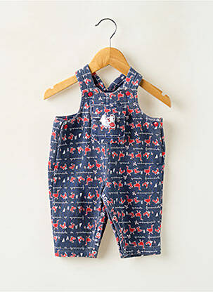 Combi-pantalon imprimé fantaisie fines bretelles bleu SANS MARQUE fille