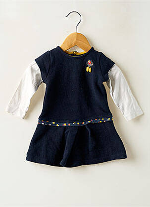 Robe mi-longue fermeture pressionnée manches longues bleu TERRE DE MARINS fille