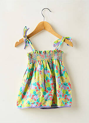 Robe mi-longue col carré fines bretelles vert SUCRE D'ORGE fille