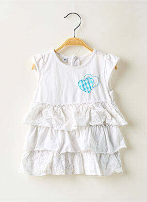 Robe mi-longue doublure manches courtes blanc SANS MARQUE fille