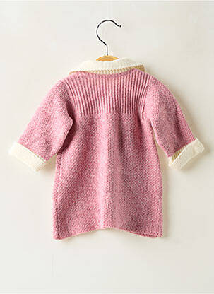 Robe pull tissage chiné manches longues rose CLAYEUX fille