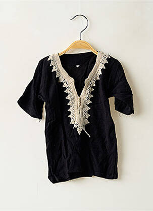 Robe mi-longue manches longues noir SANS MARQUE fille