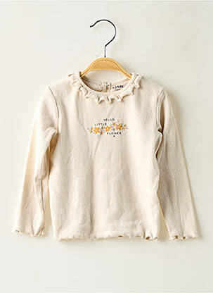 T-shirt coupe cintrée manches longues beige KIABI fille
