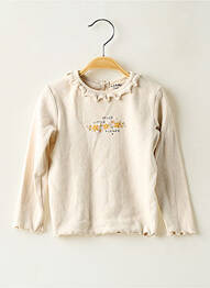 T-shirt coupe cintrée manches longues beige KIABI fille