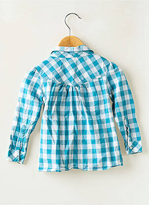 Chemisier tissage popeline manches longues bleu OKAÏDI fille