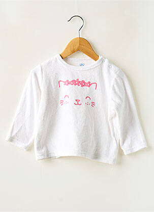 T-shirt coupe cintrée manches longues blanc MOTS D'ENFANTS fille