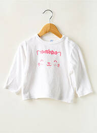 T-shirt coupe cintrée manches longues blanc MOTS D'ENFANTS fille