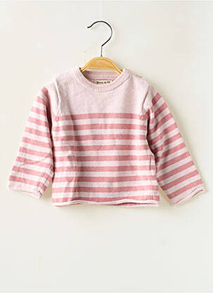 Pull fermeture boutonnée à l'épaule manches longues rose GRAIN DE BLÉ fille