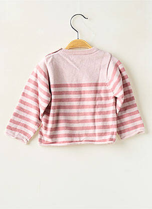 Pull fermeture boutonnée à l'épaule manches longues rose GRAIN DE BLÉ fille