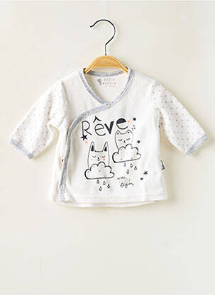 Pull manches longues manches longues blanc PETIT BEGUIN fille