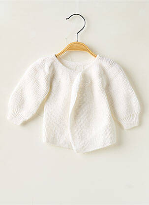 Gilet manches longues maille tricot blanc SANS MARQUE fille