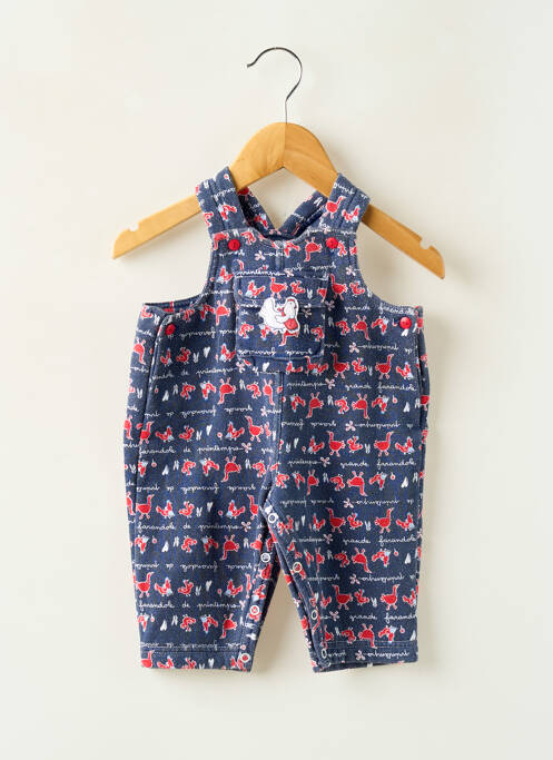 Combi-pantalon col rond fines bretelles bleu SANS MARQUE fille