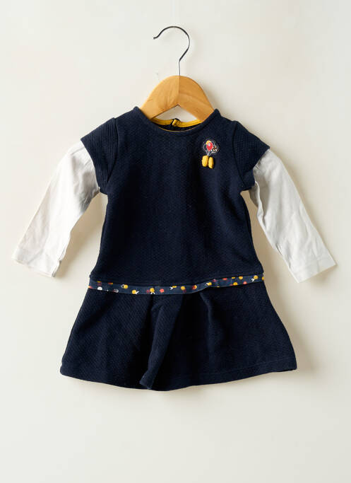 Robe mi-longue fermeture pressionnée manches longues bleu TERRE DE MARINS fille