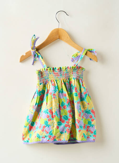 Robe mi-longue col carré fines bretelles vert SUCRE D'ORGE fille