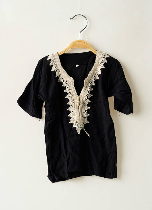 Robe mi-longue manches longues noir SANS MARQUE fille