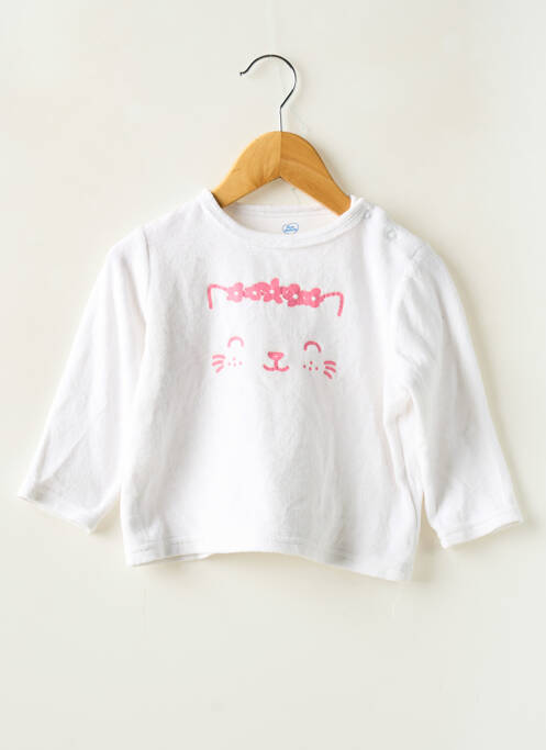 T-shirt coupe cintrée manches longues blanc MOTS D'ENFANTS fille
