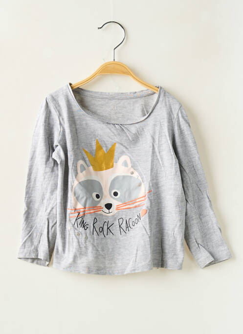 T-shirt coupe cintrée manches longues gris TEX fille