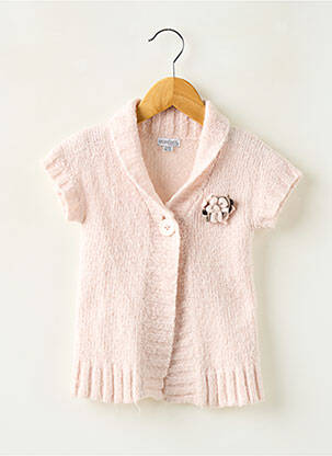 Gilet manches courtes fermeture boutonnée sur le devant rose CONFETTI fille