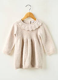 Robe courte coupe droite manches longues beige VERTBAUDET fille