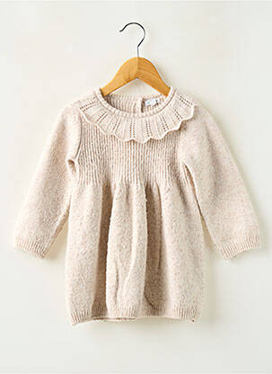 Robe courte coupe droite manches longues beige VERTBAUDET fille