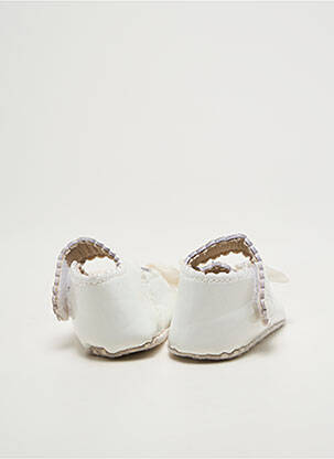 Chaussons/pantoufles tissage satiné bout rond blanc BABY fille