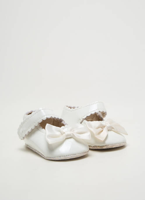 Chaussons/pantoufles tissage satiné bout rond blanc BABY fille