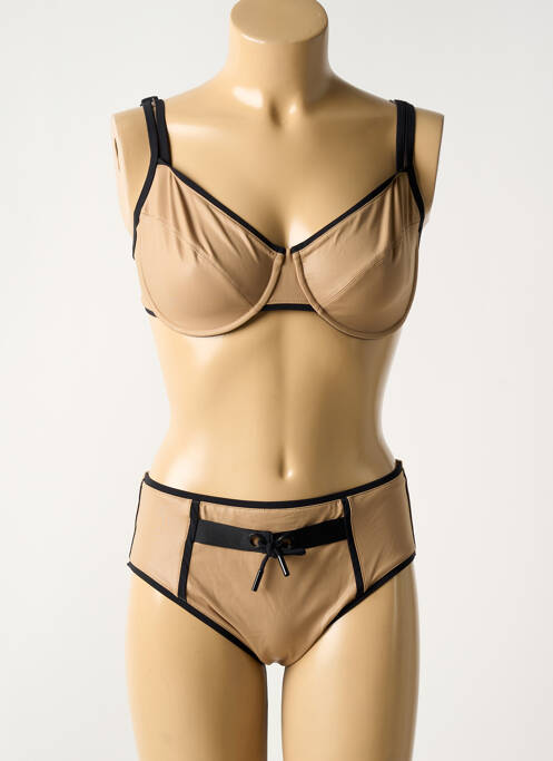 Maillot de bain 2 pièces stretch haut soutien-gorge emboitant marron MARYAN MEHLHORN femme