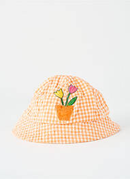 Chapeau tissage popeline orange SANS MARQUE fille