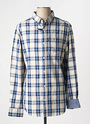 Chemise manches longues imprimé carreaux bleu TBS homme